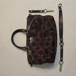 Coach Brown Cream C Pattern Handbag Purse Bag